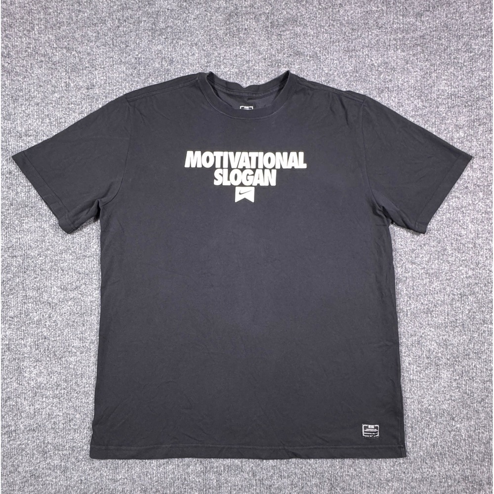 Nike Dri-FIT Mens XL Black‎ Motivational Slogan Graphic T-Shirt Short Sleeve Tee